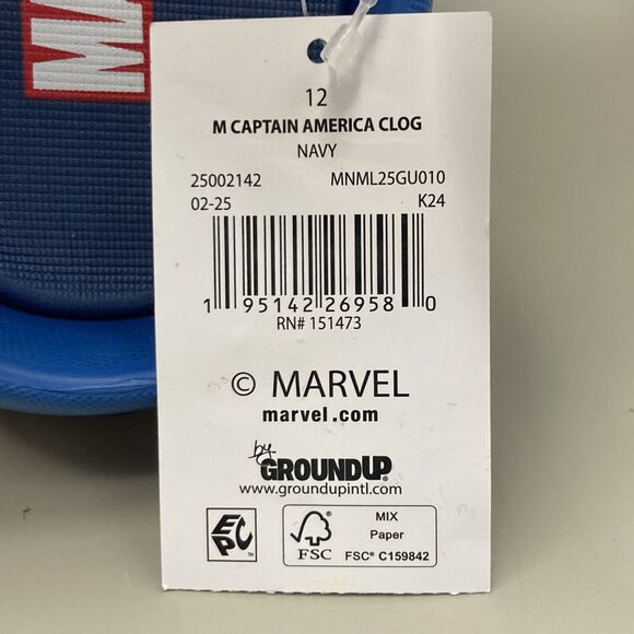 Mens Ground Up Marvel Captain America Avengers Clogs Brand New w/ Tags Size 12 - Picture 7 of 8